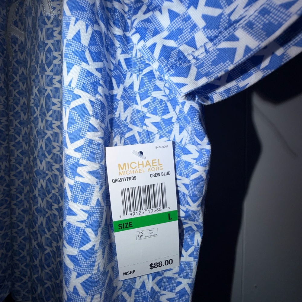 Michael Kors Blue and White Logo T-Shirt - Picture 2 of 5